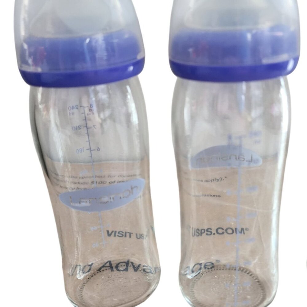 Lansinoh NaturalWave 8oz Wide Mouth Glass Baby Bottles - set of 2
